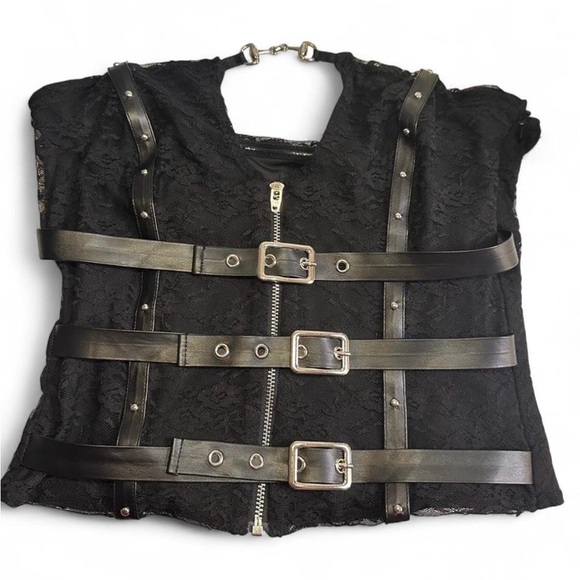 Black Lace Belt Buckle and Studded Tube Top - Picture 6 of 8